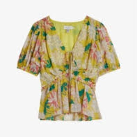 20 - NWT TED BAKER GABBYIE PUFF SLEEVE RUFFLED TOP - Picture 3 of 3
